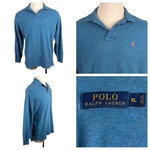 Men’s Polo Ralph‎ Lauren 100% Cotton Blue Ling Sleeve Polo XL 0292